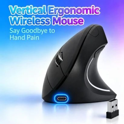 Souris verticale sans fil 2.4GHz ergonomique neuve