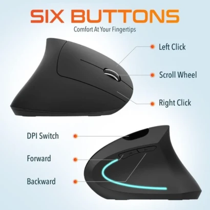 Souris verticale sans fil 2.4GHz ergonomique neuve