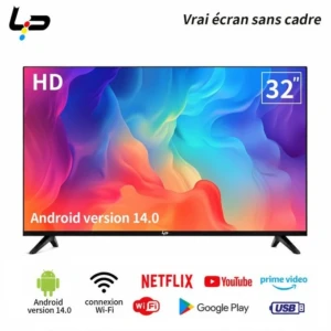 TV intelligente 32 pouces Android 14, 1+8G, neuve