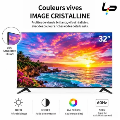 TV intelligente 32 pouces Android 14, 1+8G, neuve