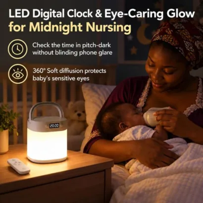 Veilleuse LED rechargeable avec horloge et télécommande