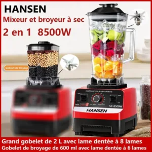 Super Blenders, Mixeurs avec 2 bocaux – 8500W- 2.0L 2 En1