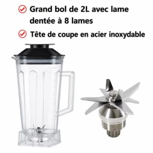 Super Blenders, Mixeurs avec 2 bocaux – 8500W- 2.0L 2 En1