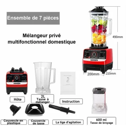 Super Blenders, Mixeurs avec 2 bocaux – 8500W- 2.0L 2 En1