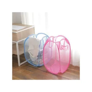 Sac à linge en filet fin plié 2 pièces – Bleu/Rose
